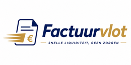 FactuurVlot logo with navy and gold text, document and euro icon, tagline "Snelle, betrouwbaarheid, geen zorgen"