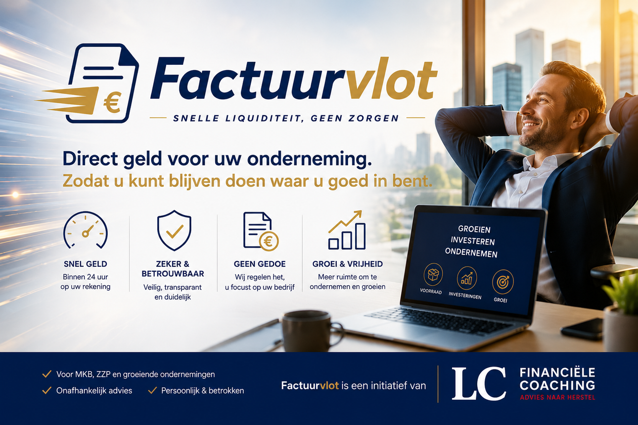 Factuurvlot, snelle liquiditeit, geen zorgen! Factuurvlot, snelle liquiditeit, geen zorgen!