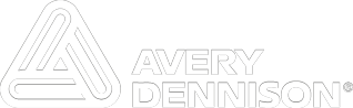 Avery Dennison logo: a white stylized triangle icon followed by the company name in white on a black background.