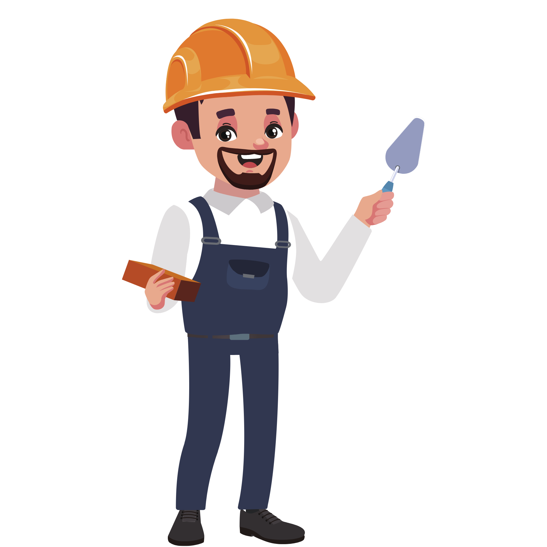 this is an animated image of a concrete contractor that is happy to help you.