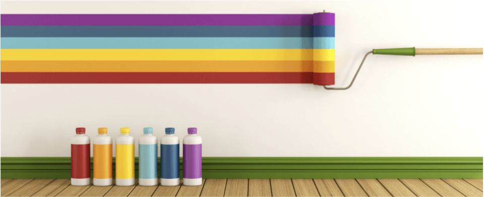 Muro pitturato color arcobaleno