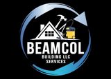 A blue and white logo for a company called beamcol