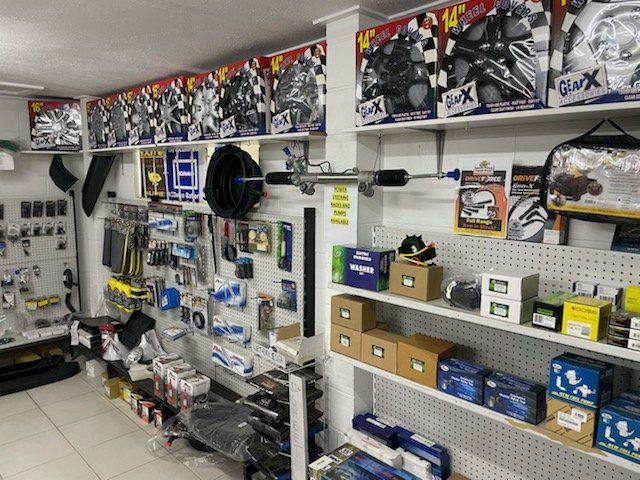 Car mechanical parts on shop shelves — Townsville Wholesale Panel & Parts in Garbutt, QLD