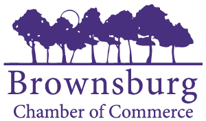 A purple logo for the brownsburg chamber of commerce