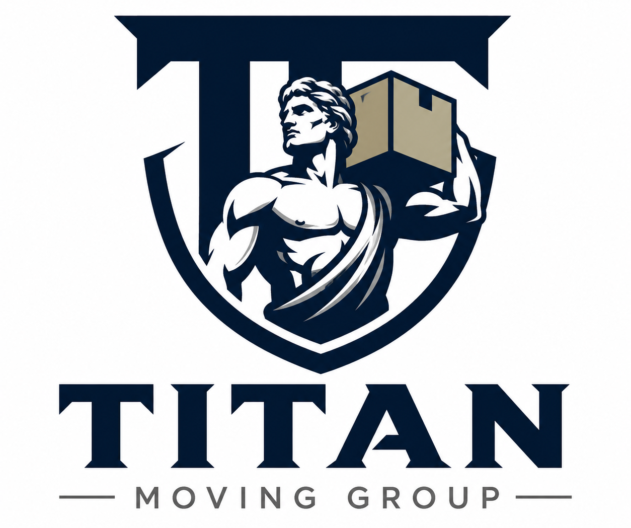 TITAN Moving Group logo with a classical statue holding a box