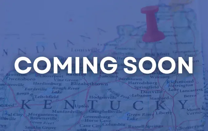 Coming Soon graphic with a pin on a map