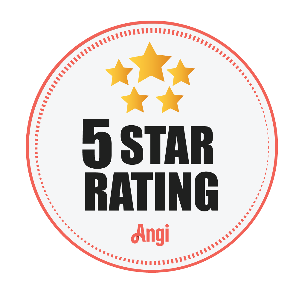 A sticker that says 5 star rating angi on it