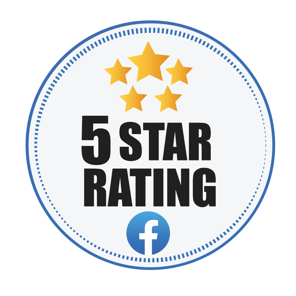 A sticker that says 5 star rating on it