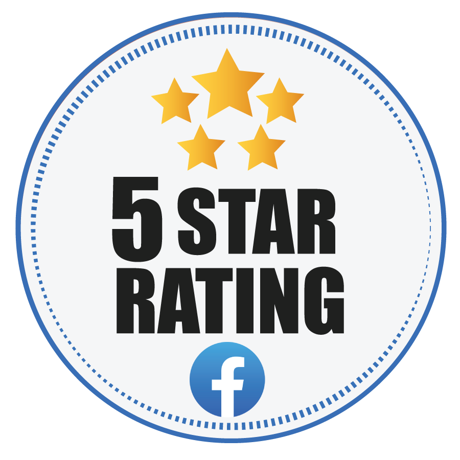 A sticker that says 5 star rating on it