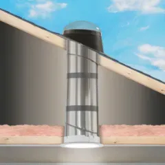 A picture of a sun tunnel in the ceiling of a house.