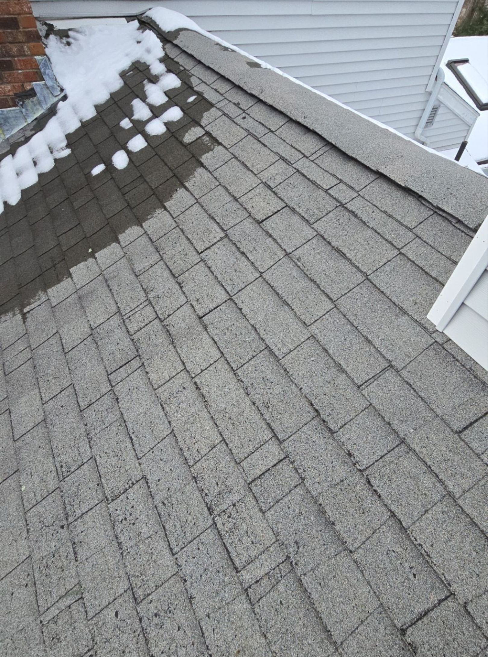 old shingles with snow