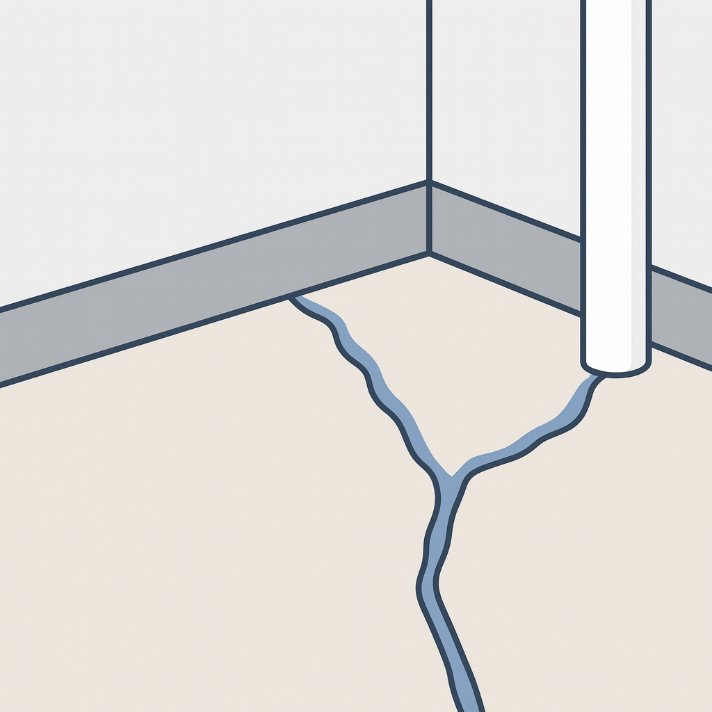 Illustration of sealed foundation cracks