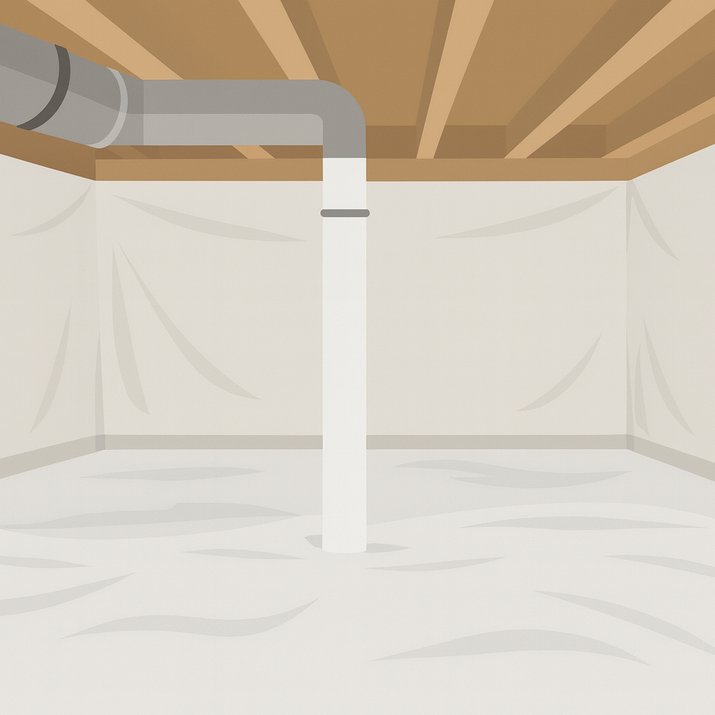illustration of a sub-slab depressurization system