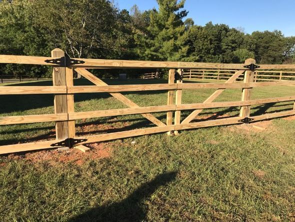 Wooden Gate On A Farm - Thomasville, NC - SP Custom Fencing & Custom Buildings