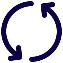 Two arrows pointing in opposite directions in a circle.