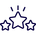 Three stars are lined up in a row on a white background.