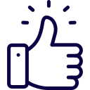 A line drawing of a hand giving a thumbs up.