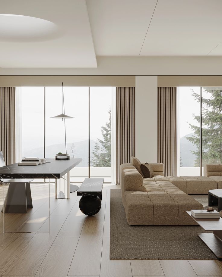 Un living cu o canapea și o masă