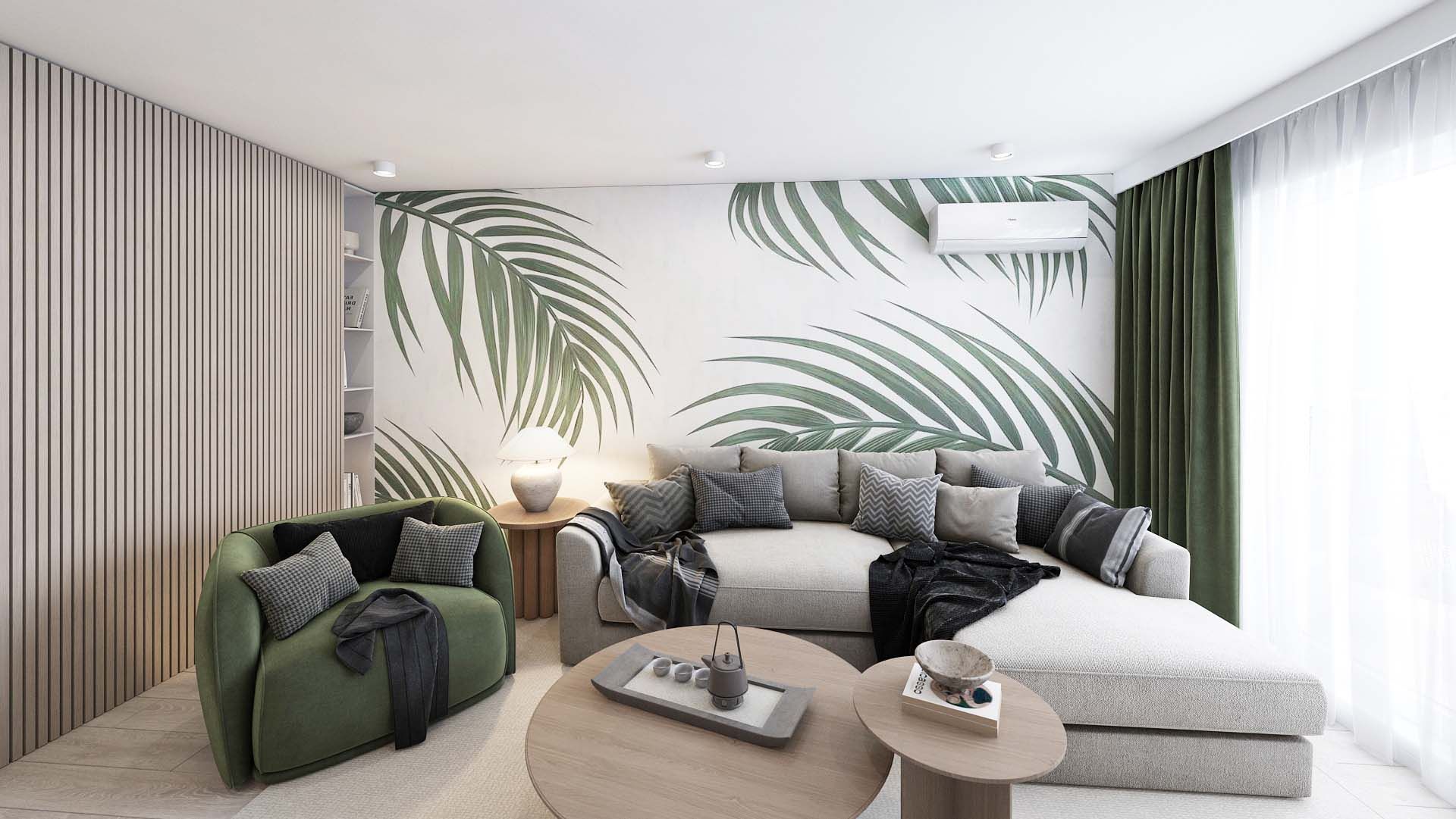 Contemporary Chic Chiajna Living Wallpaper