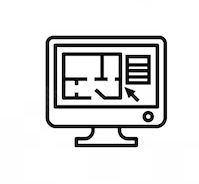 Un monitor de computer cu un plan pe el.