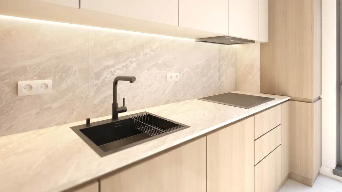 Detaliu bucatarie minimalista