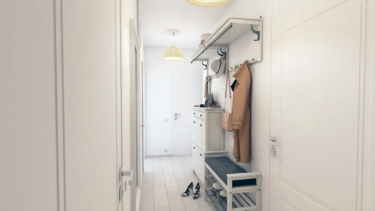 Hol 6.05mp cu mobilier Ikea pentru haine și încălțăminte.