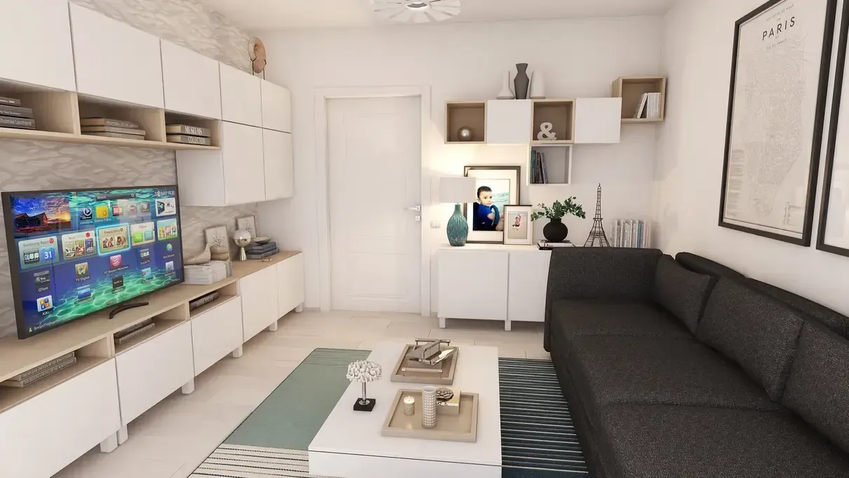 Living de 17,87mp pentru apartament 3 camere.