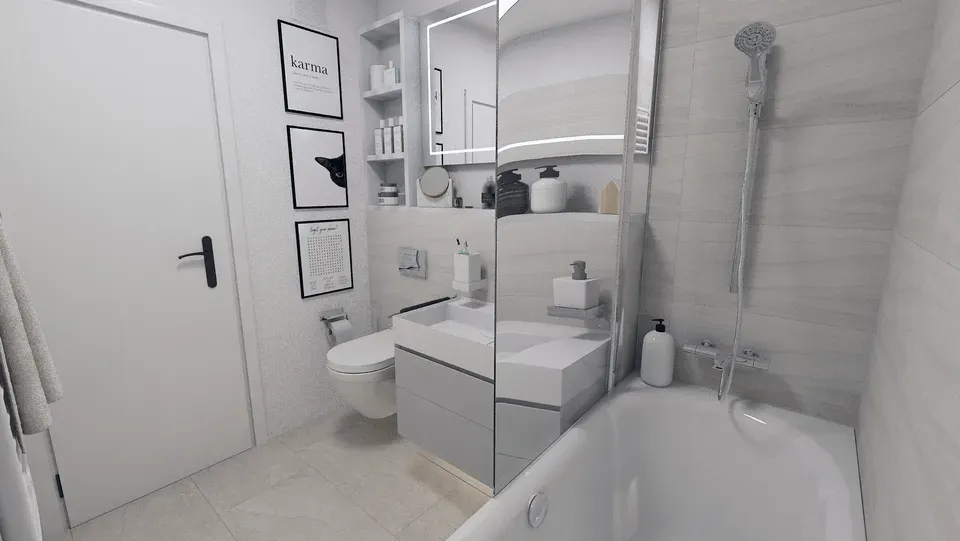 Amenajare interioară apartament baie mare design interior.