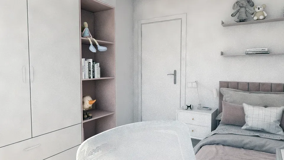 Amenajare interioară apartament dormitor copii corp depozitare.