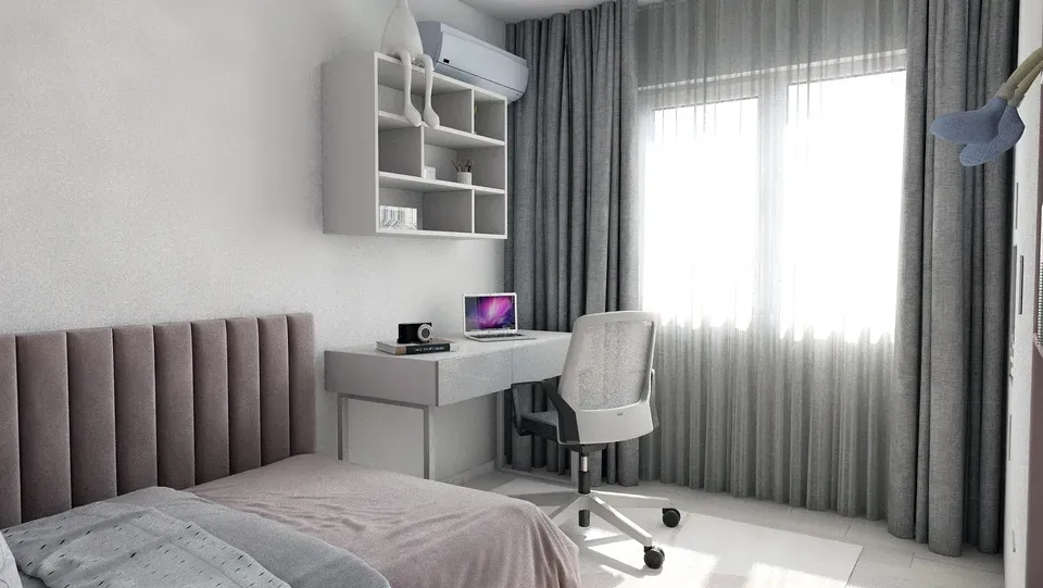 Amenajare interioară apartament dormitor copii birou.