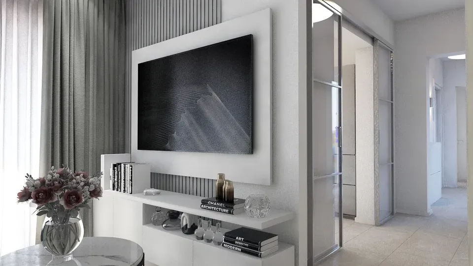 Unitate TV living modern apartament.