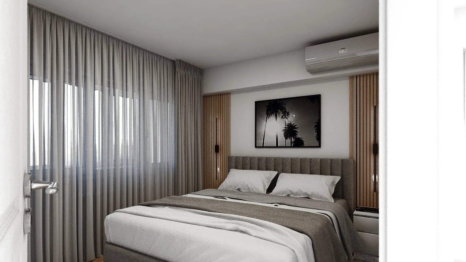 Riflaje din lemn natur aplicate pentru un plus de design scandinav.