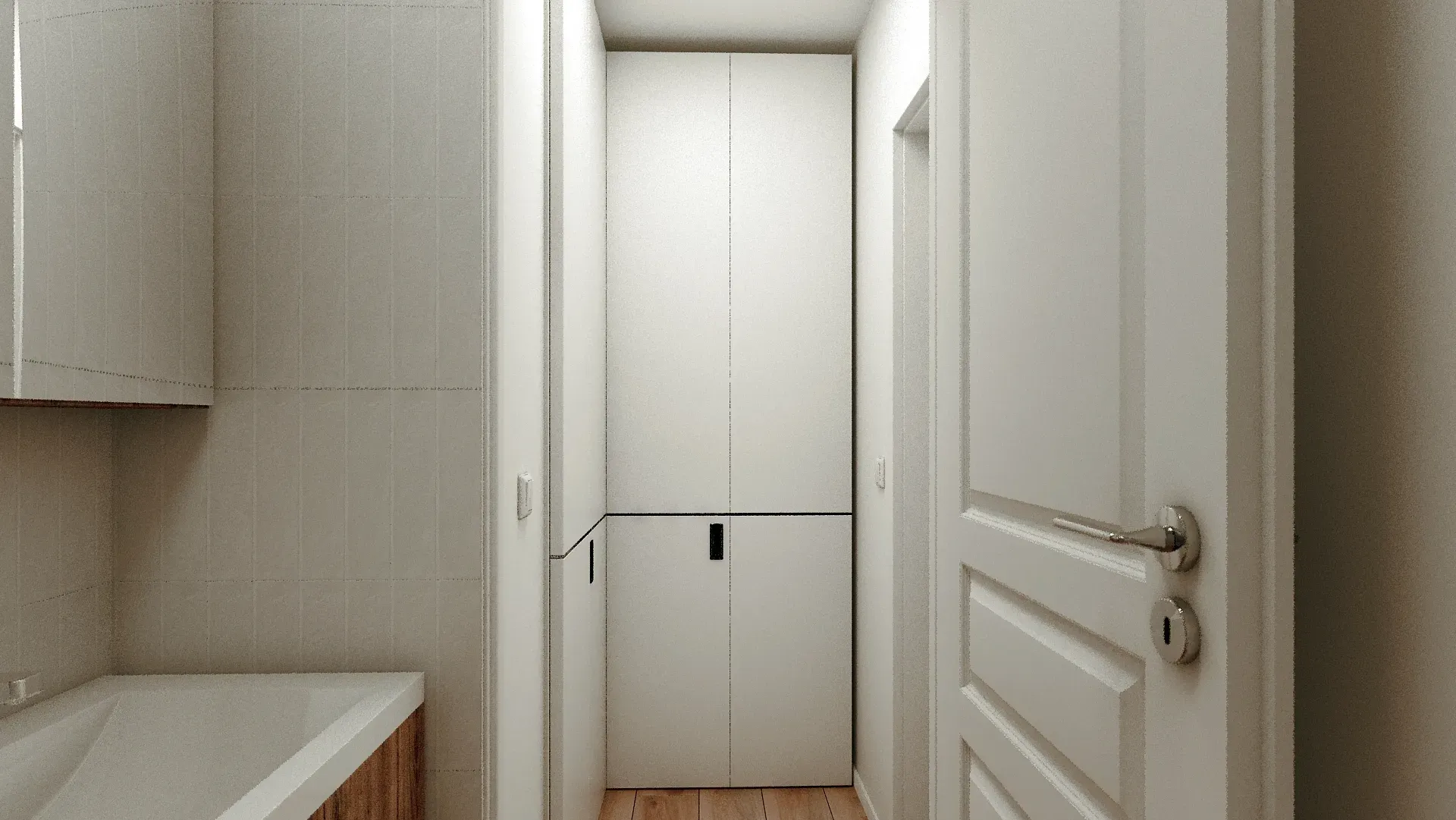 Dressing 2.52mp cu mobilier pe comandă, proiect realizat de Minimalist Interior Design Studio.