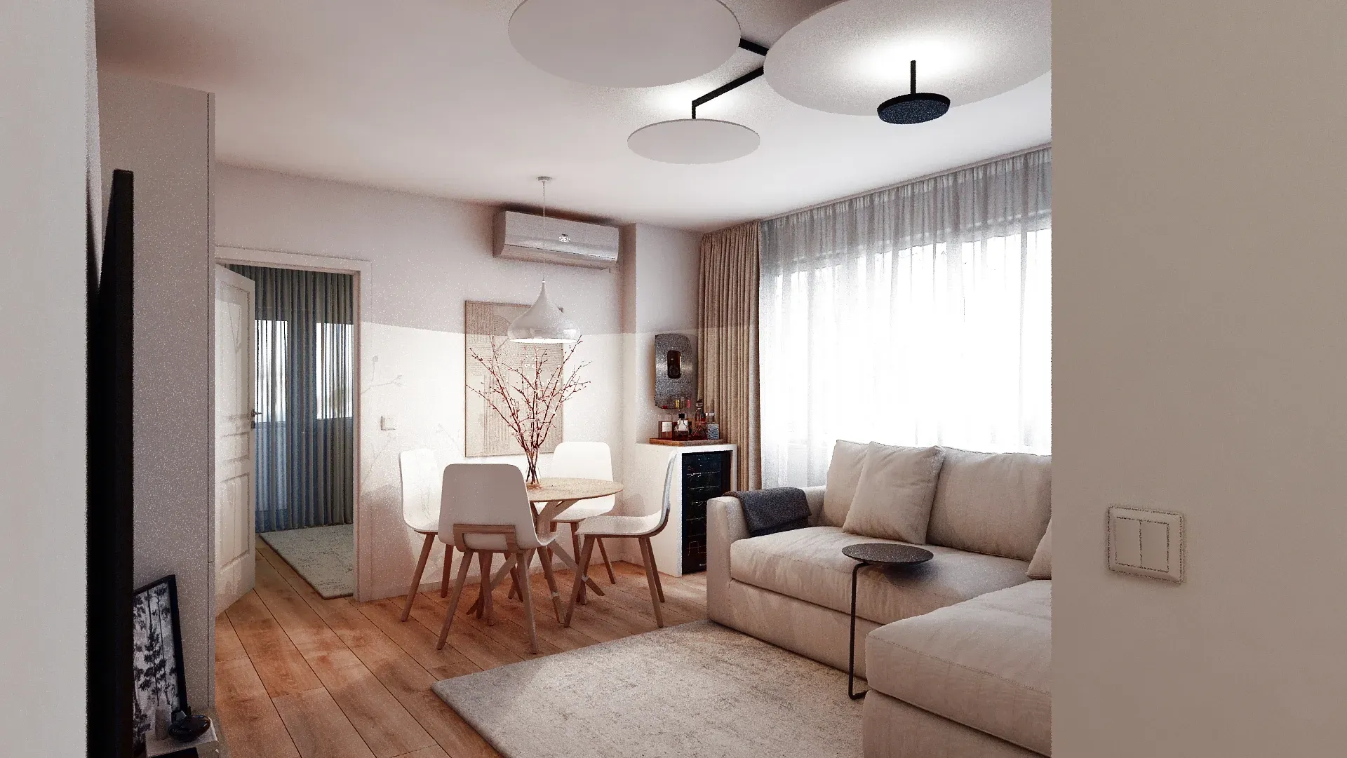 Un living care îmbină mai multe funcționalități