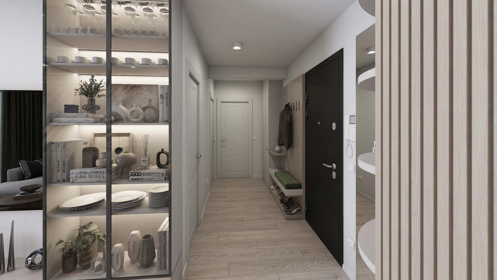 Contemporary Chic Chiajna Hallway View from Living