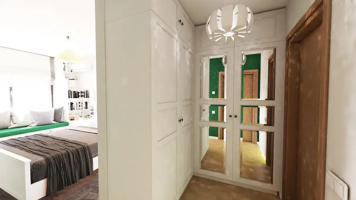 Mobilier dressing pe comandă cu oglindă.