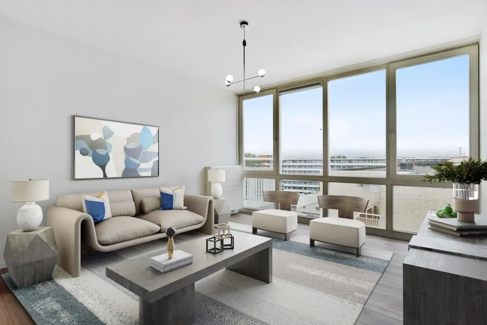 Un living cu o canapea și o măsuță de cafea