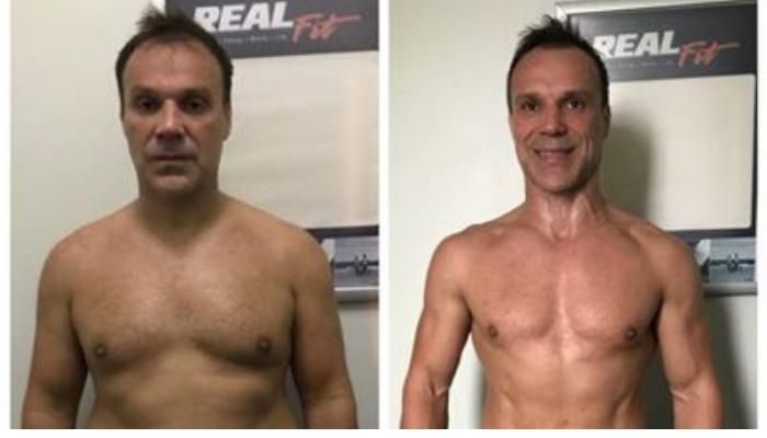 Body Transformation of John before and after photos side by side comparisons