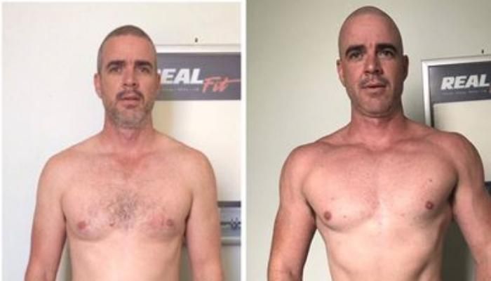 Body Transformation of Ben before and after photos side by side comparisons who signed up for Gym Membership at Realfit in Malvern Melbourne