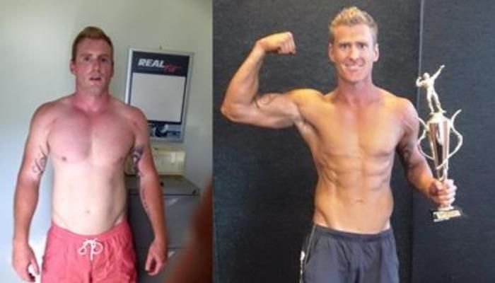 Body Transformation of Brad before and after photos side by side comparisons