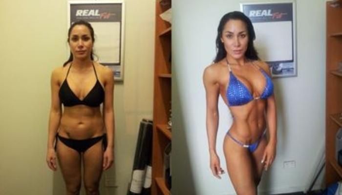 Body Transformation of Lina before and after photos side by side comparisons