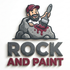 Logo of a man painting a rock with “ROCK AND PAINT” text below