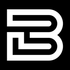 White stylized letter B logo on a black background