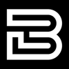 White stylized letter B logo on a black background