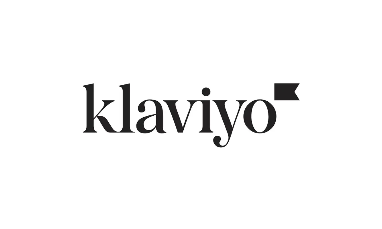 Black “klaviyo” logo on a white rounded-square app icon.