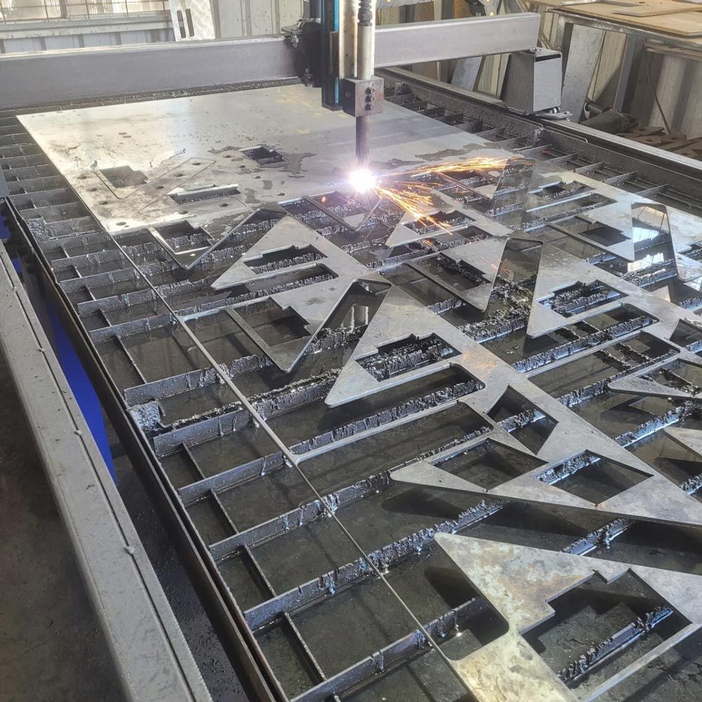 Custom steel products being manufactured.