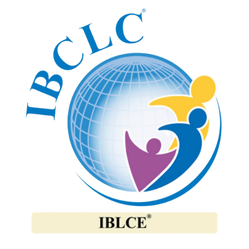 IBCLC-Logo: Globus mit drei stilisierten Figuren in Blau, Gelb und Lila. Darunter der Text „IBLCE“.