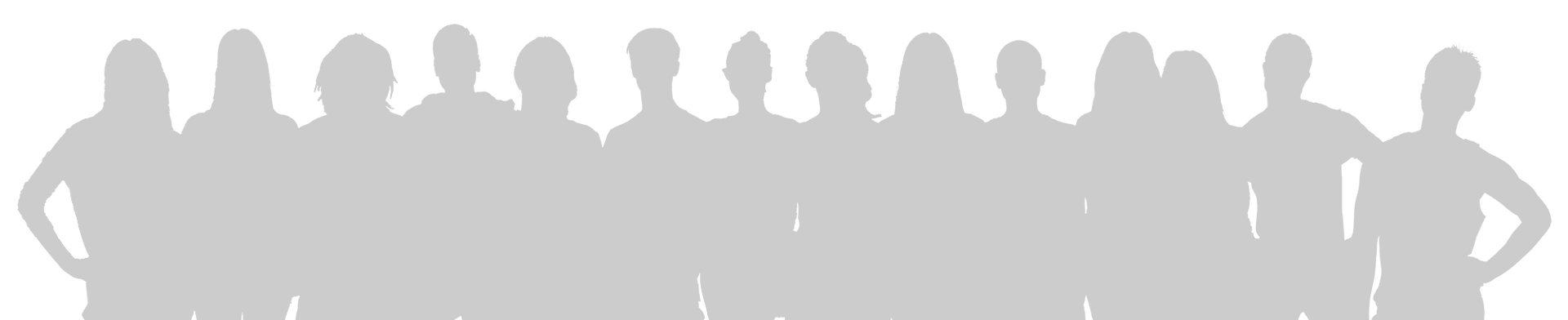 A group of people standing next to each other on a white background.