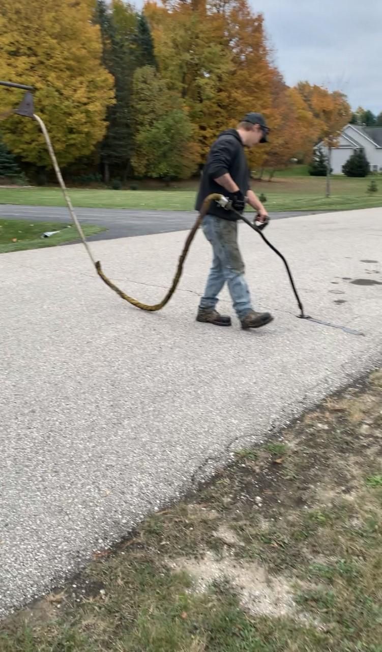 Road crack sealing in Traverse City, MI