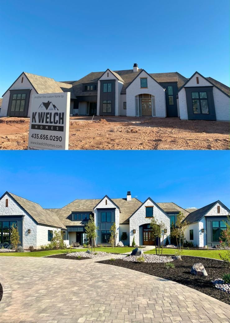 A before and after picture of a house for sale.